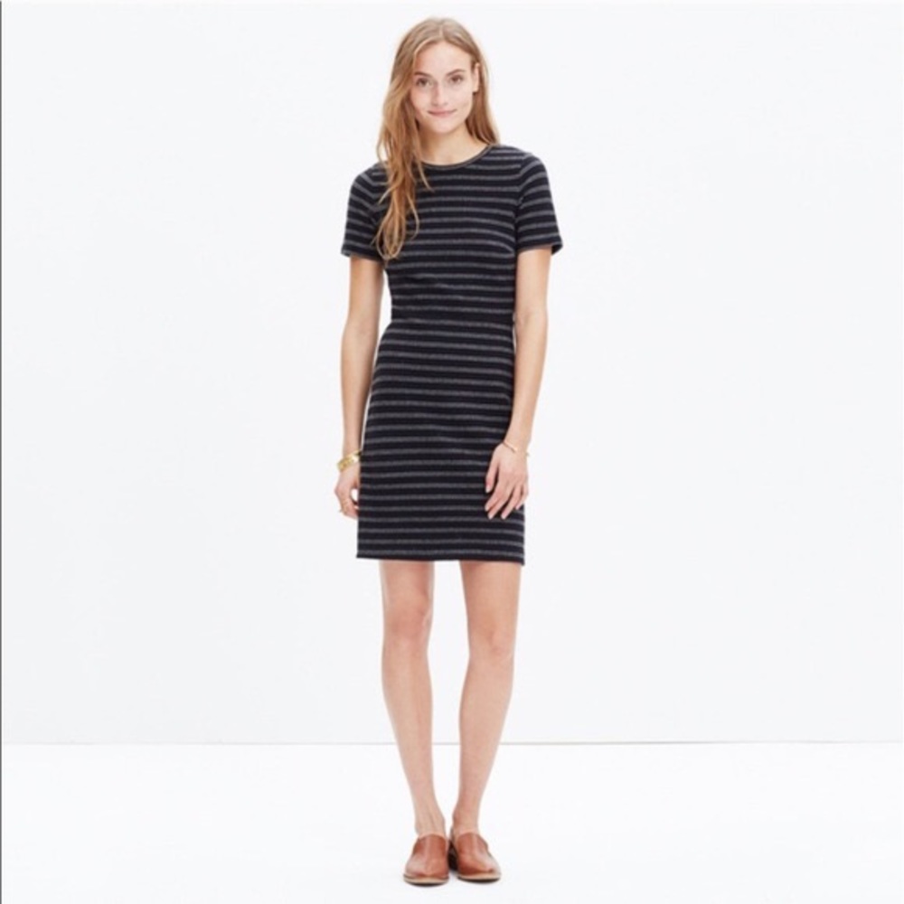 Madewell Upstage Black Striped Dress 8